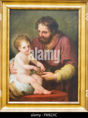 Oviedo, Spagna. Il 31 marzo, 2016. Dipinto ad Olio "Jose con el Niño" (1976) di Angelica Kauffman durante la riapertura del Museo di Belle Arti di Asturias il Marzo 31, 2016 a Oviedo, Spagna. Credito: David Gato/Alamy Live News Foto Stock