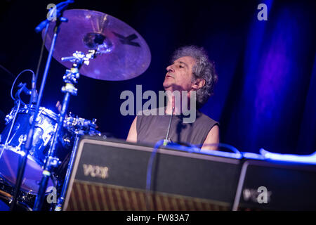 Milano, Italia. 31 Mar, 2016. Billy Ficca americano di rock band televisione, suona dal vivo al Live Music Club Trezzo sull'Adda. © Roberto Finizio/Pacific Press/Alamy Live News Foto Stock