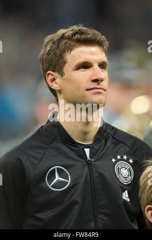 Monaco di Baviera, Germania. 29 Mar, 2016. Thomas Muller (GER) Calcio/Calcetto : internazionale amichevole tra Germania 4-1 Italia a stadio Allianz Arena di Monaco di Baviera, Germania . © Maurizio Borsari/AFLO/Alamy Live News Foto Stock