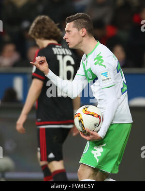 Leverkusen, Germania. Il 1 aprile, 2016. Il calcio Bundesliga, Leverkusen, Germania, 01.04.2016, Bayer 04 Leverkusen vs VfL Wolfsburg: Julian Draxler (Wolfsburg) lamentano. Credito: Juergen schwarz/Alamy Live News Foto Stock