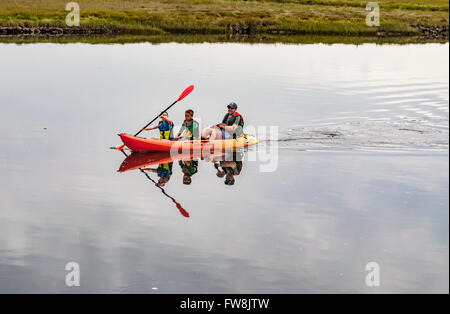 Fare kayak in Maine Foto Stock