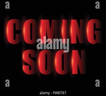 Prossimamente nella fase riflettori su sfondo scuro. Vector scena illuminate a Spotlight. Spotlight vettore di fondo. Presto in arrivo Illustrazione Vettoriale