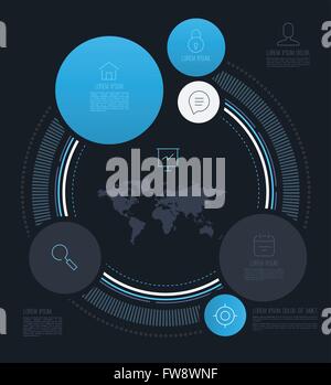 Vettore cerchio astratto info grafica con le icone della linea. Può essere utilizzato per il layout di flusso di lavoro, diagramma, opzioni, web design, business co Illustrazione Vettoriale