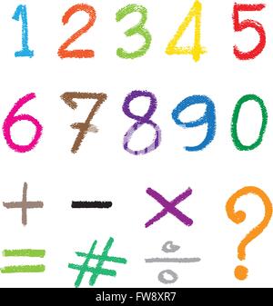 Il numero estratto da un pastello. Illustrazione Vettoriale. Illustrazione Vettoriale