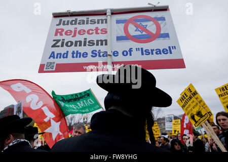 Gruppo religioso Neturei Karta (Ebrei Haredi) in lotta contro il sionismo - Washington, DC USA Foto Stock