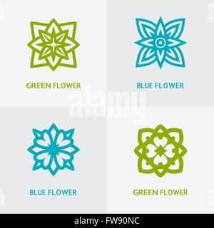 Naturale logo floreale impostato Illustrazione Vettoriale