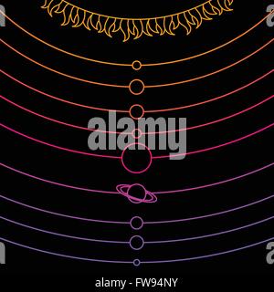 Sfilata di pianeti nel sistema solare Illustrazione Vettoriale