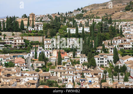 Quartiere Albaicín nella città di Granada, Spagna Foto Stock