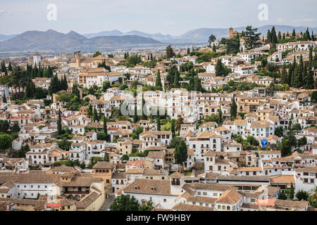 Quartiere Albaicín nella città di Granada, Spagna Foto Stock