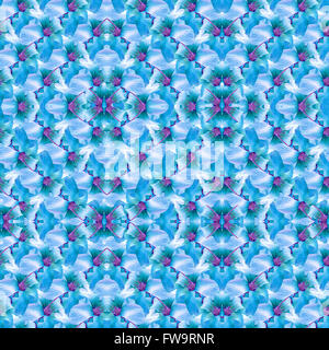 Collage digitale moderna tecnica di progettazione geometrica stilizzata verificare il motivo floreale seamless pattern in toni freddi Foto Stock