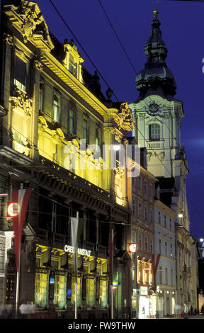 AUT, Austria, Graz, vista la Stadtpfarrkirche presso la strada Herrengasse, chiesa parrocchiale. AUT, Oesterreich, Graz, Blick zur St Foto Stock