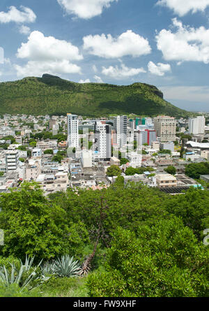 Vista su Port Louis, la capitale di Mauritius. Foto Stock