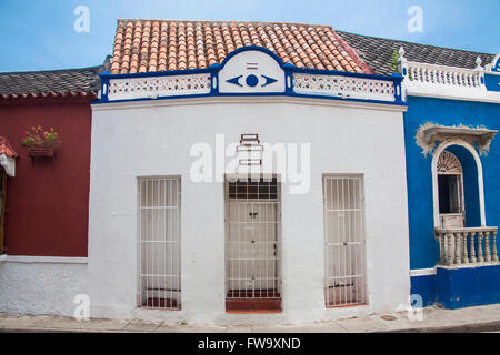 Facciata di una casa in Cartagena de Indias Foto Stock
