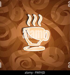 Illustrazione carino vintage ornati con tazza di caffè - vettore Illustrazione Vettoriale