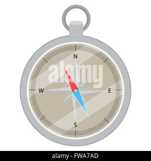 Dispositivo compass design piatto. Icona della bussola, navigazione direzione bussola e mappa, bussola e vettore di orientamento in direzione est Foto Stock