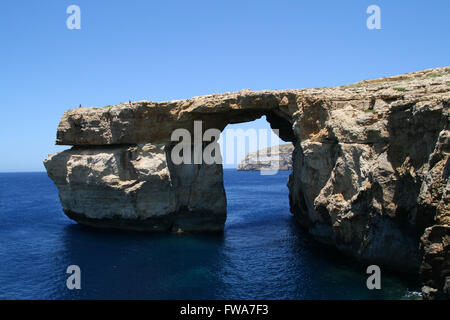 La finestra blu, naturale di roccia erosa in Malta Foto Stock