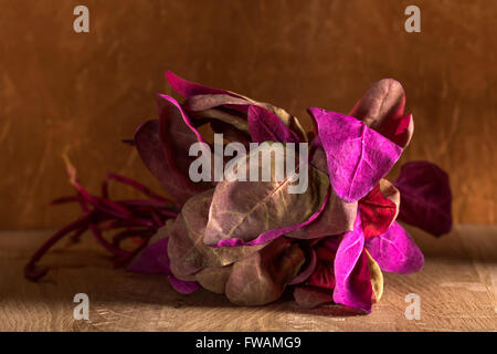 Orach fresche foglie, vegetale sano su sfondo di legno Foto Stock