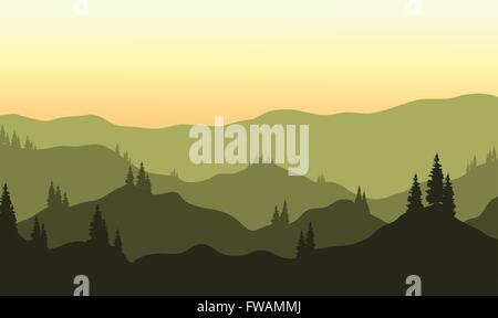 Vista delle colline silhouette Illustrazione Vettoriale