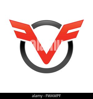 Vf iniziali del cerchio di aviazione mark emblema Illustrazione Vettoriale
