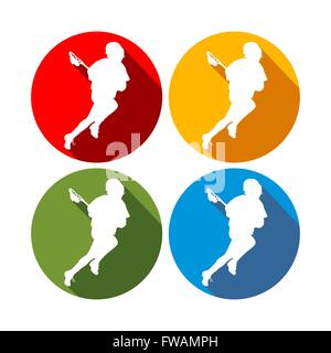 Lacrosse player icone Illustrazione Vettoriale