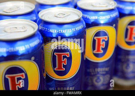 Le lattine di favorisce la Australian Lager Foto Stock