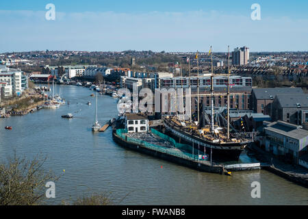 Brunel il piroscafo SS Gran Bretagna accanto alla floating harbour Inghilterra Bristol REGNO UNITO Foto Stock