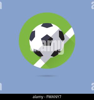 Pallone da calcio Design piatto lungo ombra icona Vettore Illustrazione Vettoriale