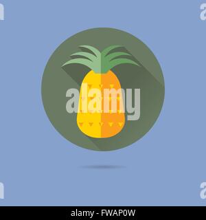 Ananas Design piatto lungo ombra icona Vettore Illustrazione Vettoriale