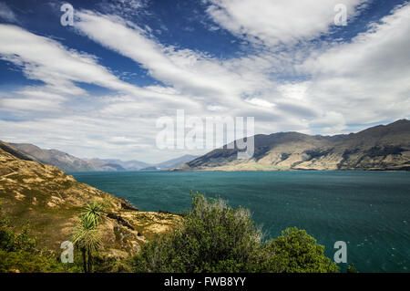 Il lago Wanaka in Provincia Otago, Nuova Zelanda (Isola del Sud) Foto Stock
