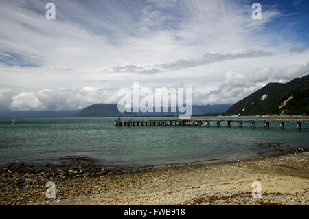 Jetty di Jackson Bay - Isola del Sud, Nuova Zelanda Foto Stock