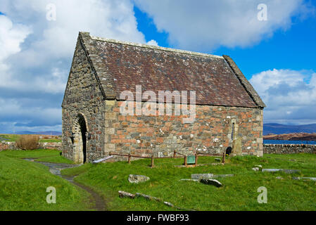 St orano la cappella, Isola di Iona, Hebrixdes interna, Scotland Regno Unito Foto Stock