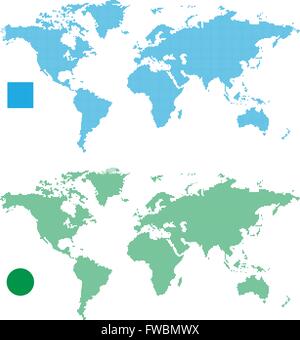 Mappe del Mondo rettangolo astratto e dot. Illustrazione Vettoriale Illustrazione Vettoriale