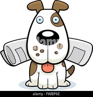 Un felice cartoon cane con un giornale. Illustrazione Vettoriale