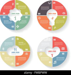 Frecce di cerchio per una infografica, diagramma grafico, presentazione e grafico. Il concetto di business con opzioni, parti, fasi o processi. Illustrazione Vettoriale
