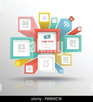 3D sfondo cubetti di modello di progettazione. Illustrazione Vettoriale. Vettore piazze astratto e cubetti di illustrazione dello sfondo. Una infografica Illustrazione Vettoriale