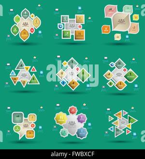 Vector infographics set. Modello per diagramma grafico, presentazione e grafico. Il concetto di business.illustrazione vettoriale. Illustrazione Vettoriale