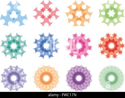 Round set di ornamenti. Abstract fiori creative Illustrazione Vettoriale