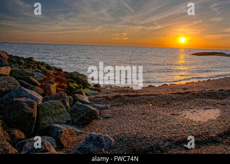 HDR St Osyth beach sunset, North Essex 7/11/2012 Foto Stock