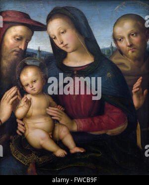 Raphael - Raffaello Sanzio (1483-1520), Maria con Bambino e i santi, ca. 1502. Foto Stock