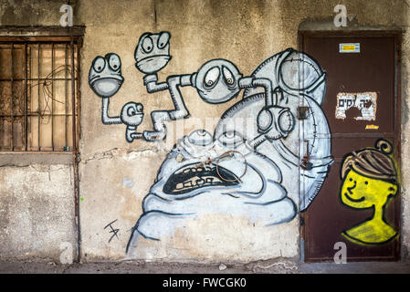 Graffiti nel quartiere Florentin, Tel Aviv city, Israele Foto Stock