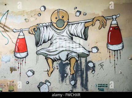 Graffiti a Mohiliver Street a Tel Aviv city, Israele Foto Stock