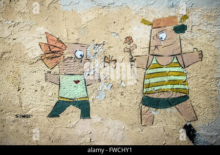 Graffiti a Mohiliver Street a Tel Aviv city, Israele Foto Stock