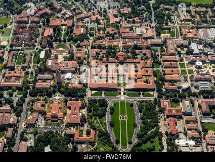 La Stanford University campus Palo Alto in California, Hoover Tower, campus, Silicon Valley, California, Stati Uniti d'America, vista aerea, Foto Stock