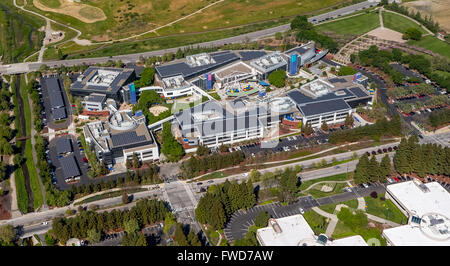 Fotografia aerea del quartier generale di Google Mountain View, California, Stati Uniti d'America Foto Stock