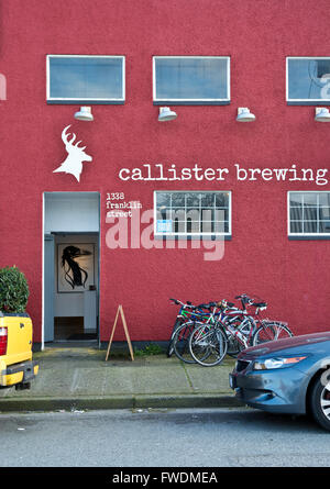 Callister Brewing Company edificio su Franklin Street in East Vancouver, BC, Canada. Artigianato locale birreria. Foto Stock
