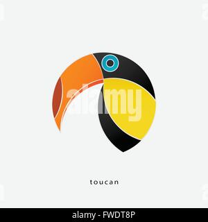 Colorate, uccello tropicale icona isolati su sfondo bianco. vettore toucan logo design. selvaggio, buffo uccello carattere. popolari, stilo Illustrazione Vettoriale