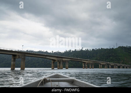 La fascettatura di bridge è un gateway per i 170 milioni di anni principalmente vergini della foresta pluviale tropicale del Royal Belumè parco dello stato. Foto Stock