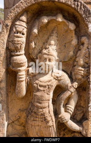 Sri Lanka, Polonnaruwa, un quadrangolo Vatadage, guardstone figura Foto Stock