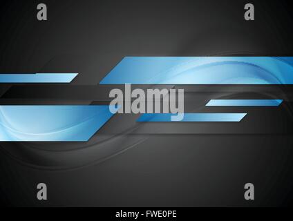 Blu scuro hi-tech sfondo geometrico. Tecnologia del vettore di corporate design nero Illustrazione Vettoriale