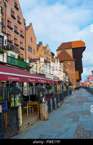 Dlugie Pobrzeze, Riverside promenade, Glowne Miasto, città principale, Gdansk, Pomerania, Polonia Foto Stock